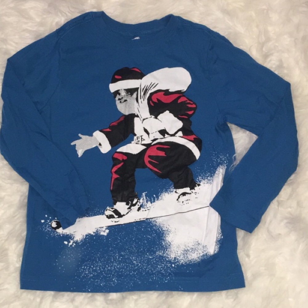 Boys Santa Snowboarding shirt Holiday/Christmas